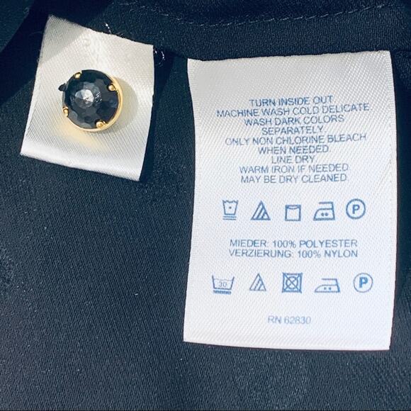 Lands End Blouse Top Black on Black Polka Dot Button Front Long Sleeve Size 4 - Picture 8 of 8